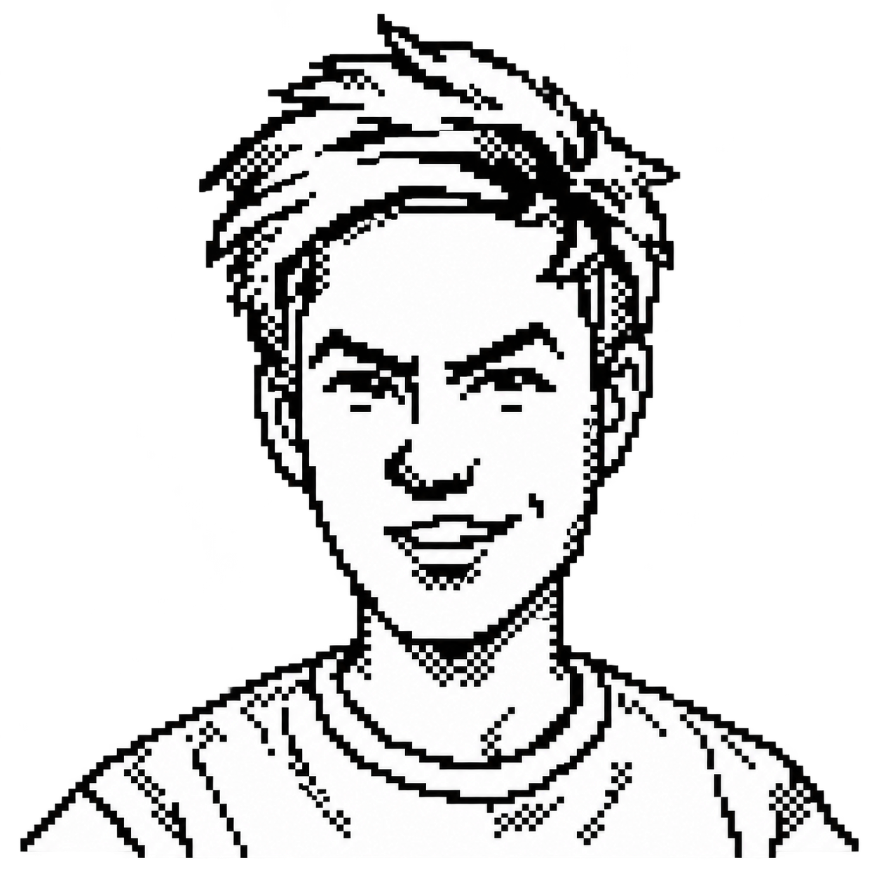 Portrait en pixel art d’Adrien Mury